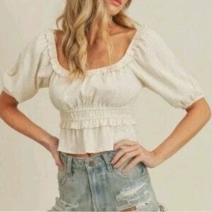 Lush cream cropped top, medium